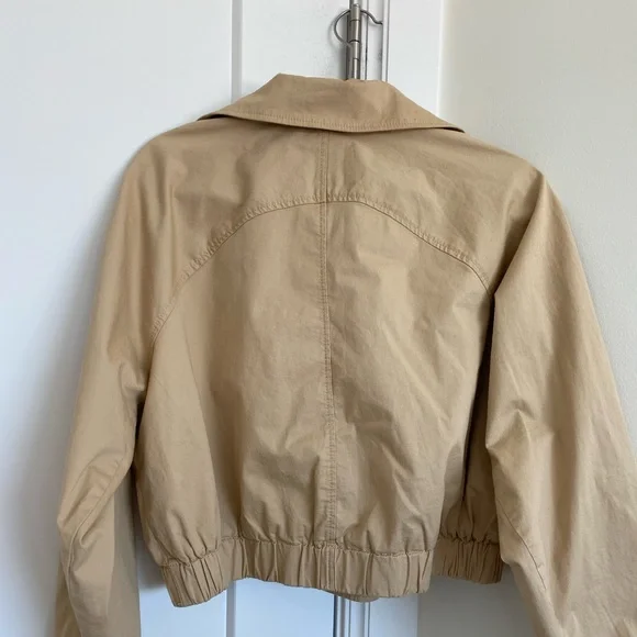 Maeve Beige Cropped Trench Jacket with Shoulder Stripe - Picture 2 of 5